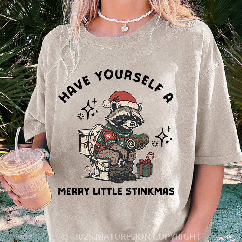 Maturelion Women's T-Shirt Racoon Party DTG Washed T-Shirt