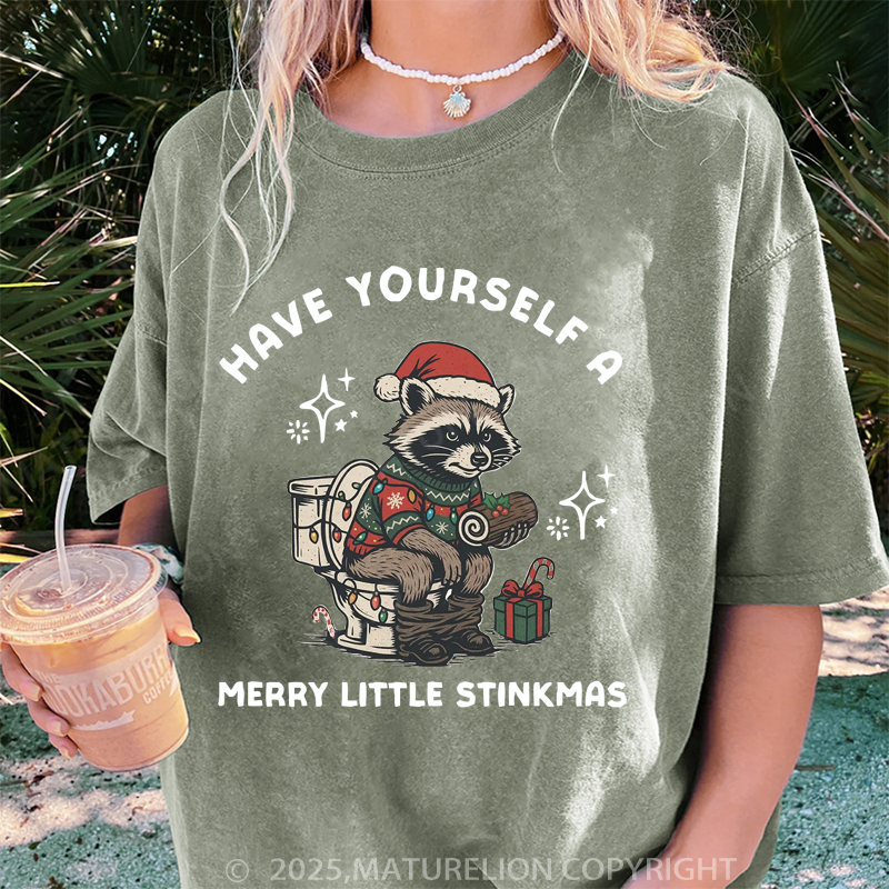 Maturelion Women's T-Shirt Racoon Party DTG Washed T-Shirt