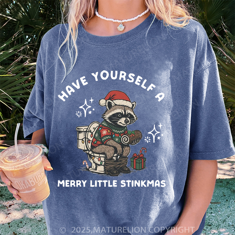 Maturelion Women's T-Shirt Racoon Party DTG Washed T-Shirt