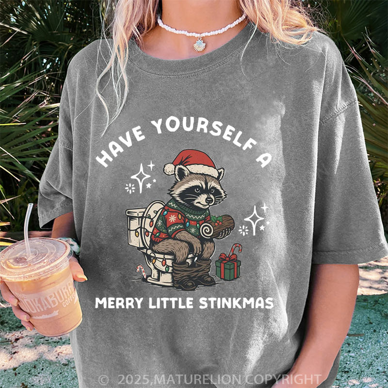 Maturelion Women's T-Shirt Racoon Party DTG Washed T-Shirt