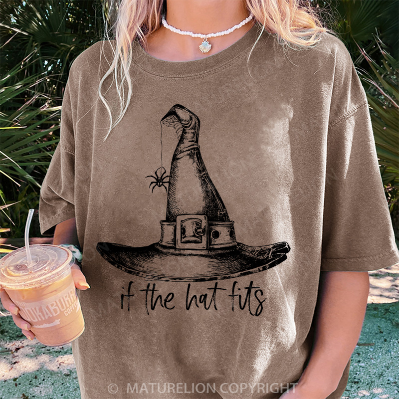 Maturelion Women's T-shirt If The Hat Fits DTG Washed T-shirt