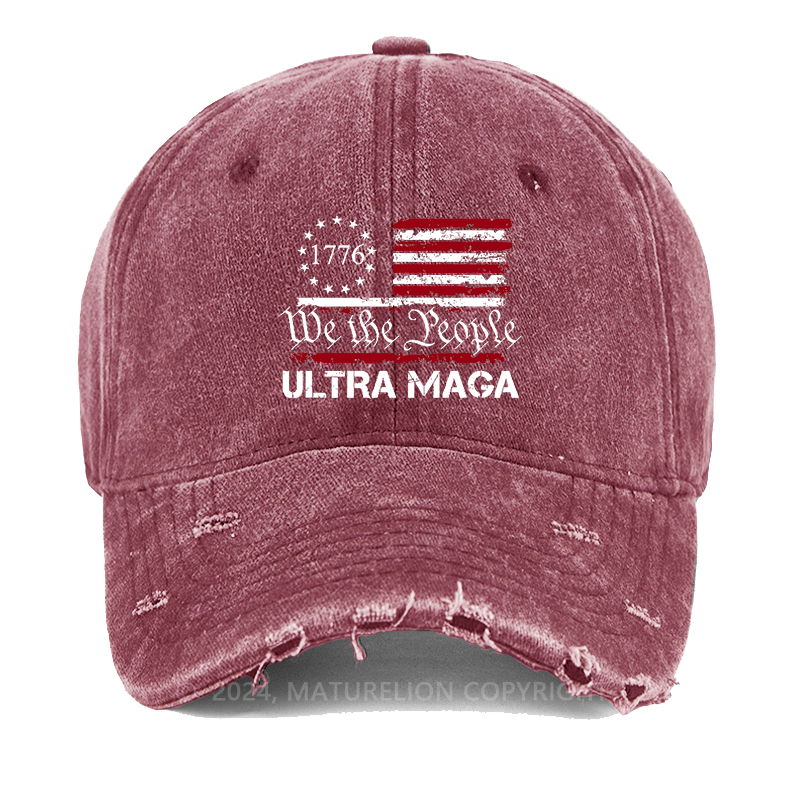 Maturewlion 1776 We The People American Flag Ultra Maga Washed Vintage Cap