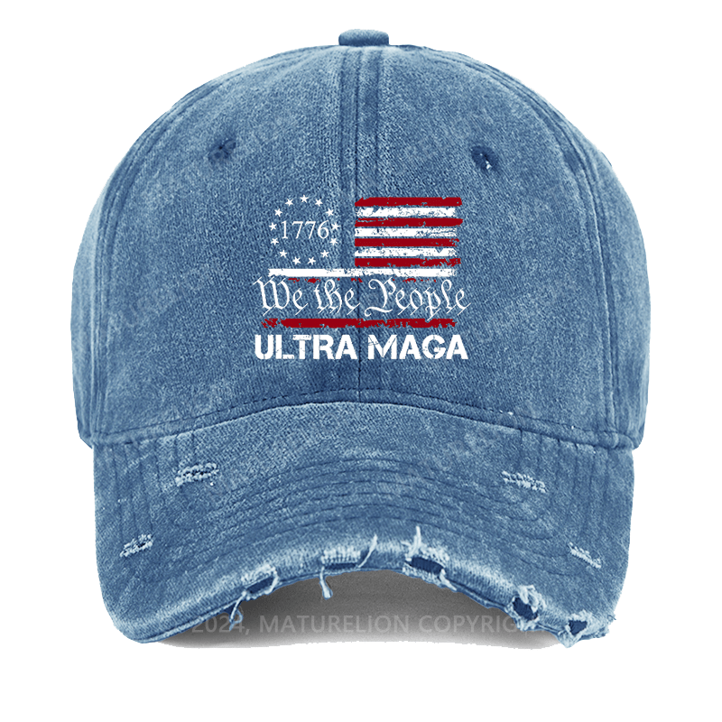 Maturewlion 1776 We The People American Flag Ultra Maga Washed Vintage Cap