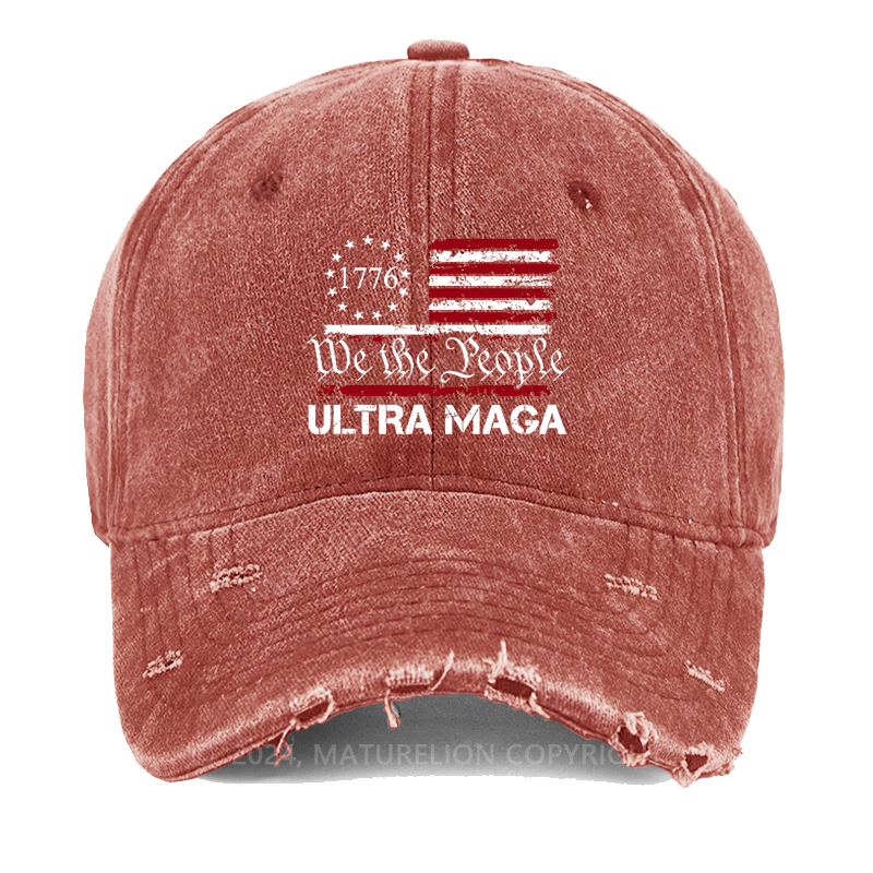 Maturewlion 1776 We The People American Flag Ultra Maga Washed Vintage Cap