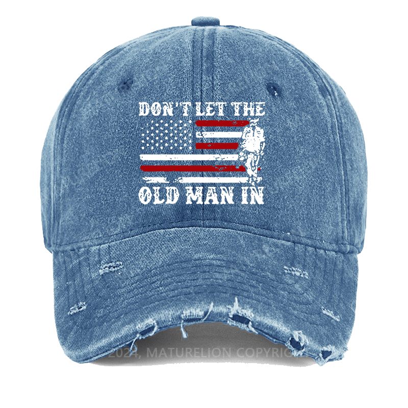 Maturelion Don't Let The Old Man In USA Flag Washed Vintage Cap