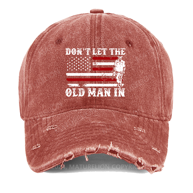 Maturelion Don't Let The Old Man In USA Flag Washed Vintage Cap