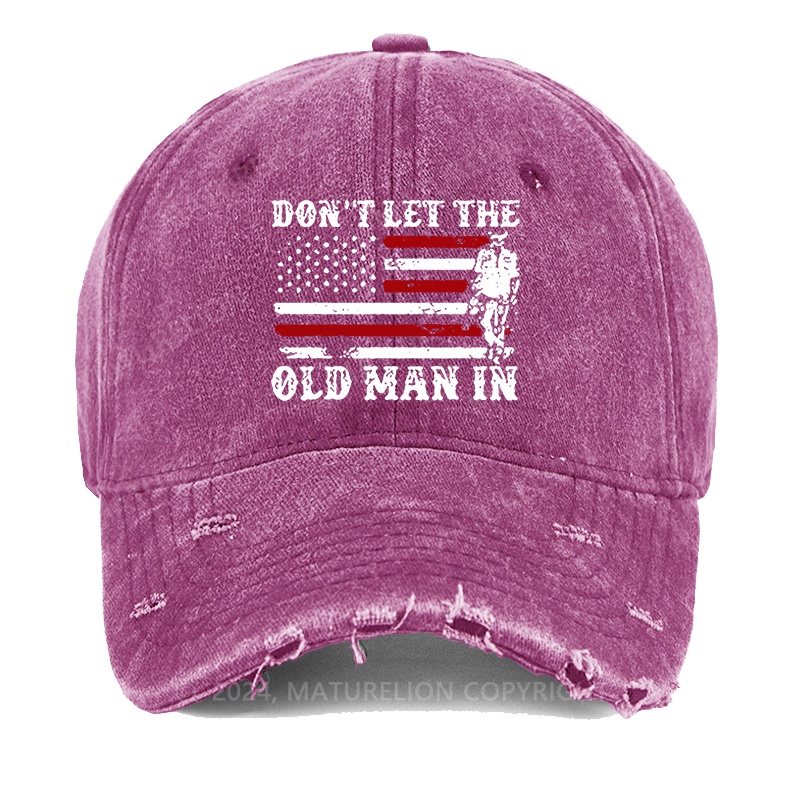 Maturelion Don't Let The Old Man In USA Flag Washed Vintage Cap