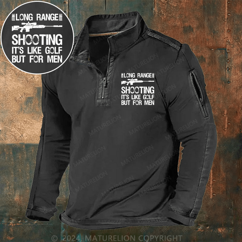 Maturelion Men's Henley Shirt Long Range Shooting It's Like Golf But For Men Henley Shirt