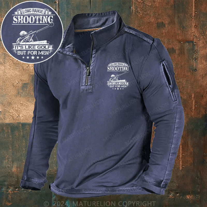 Maturelion Men's Henley Shirt Long Range Shooting It's Like Golf But For Men Henley Shirt