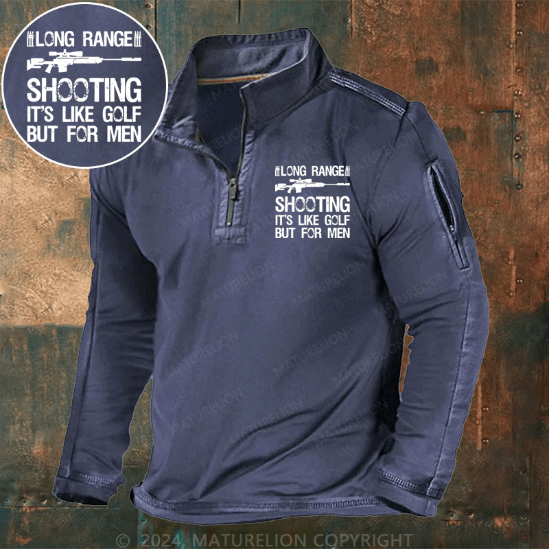 Maturelion Men's Henley Shirt Long Range Shooting It's Like Golf But For Men Henley Shirt