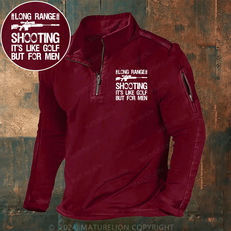 Maturelion Men's Henley Shirt Long Range Shooting It's Like Golf But For Men Henley Shirt