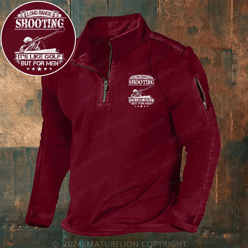 Maturelion Men's Henley Shirt Long Range Shooting It's Like Golf But For Men Henley Shirt