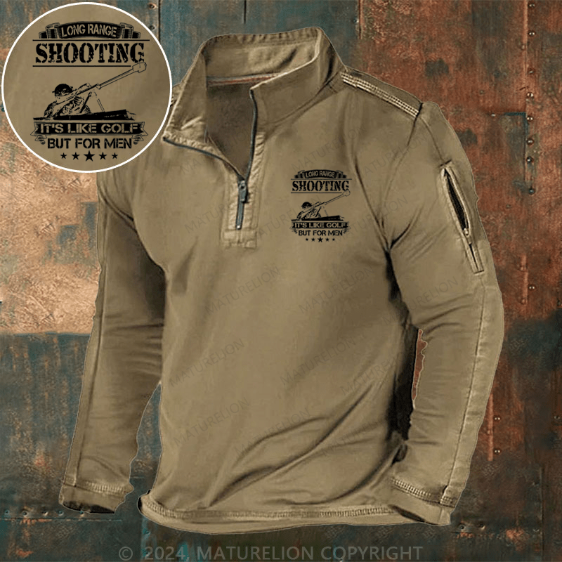 Maturelion Men's Henley Shirt Long Range Shooting It's Like Golf But For Men Henley Shirt