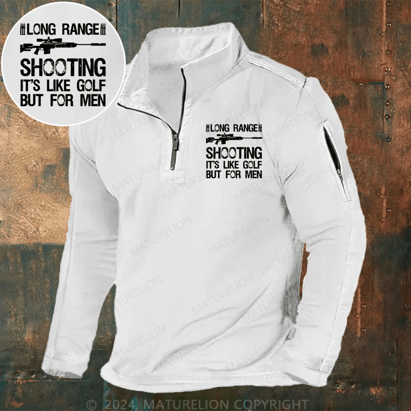 Maturelion Men's Henley Shirt Long Range Shooting It's Like Golf But For Men Henley Shirt