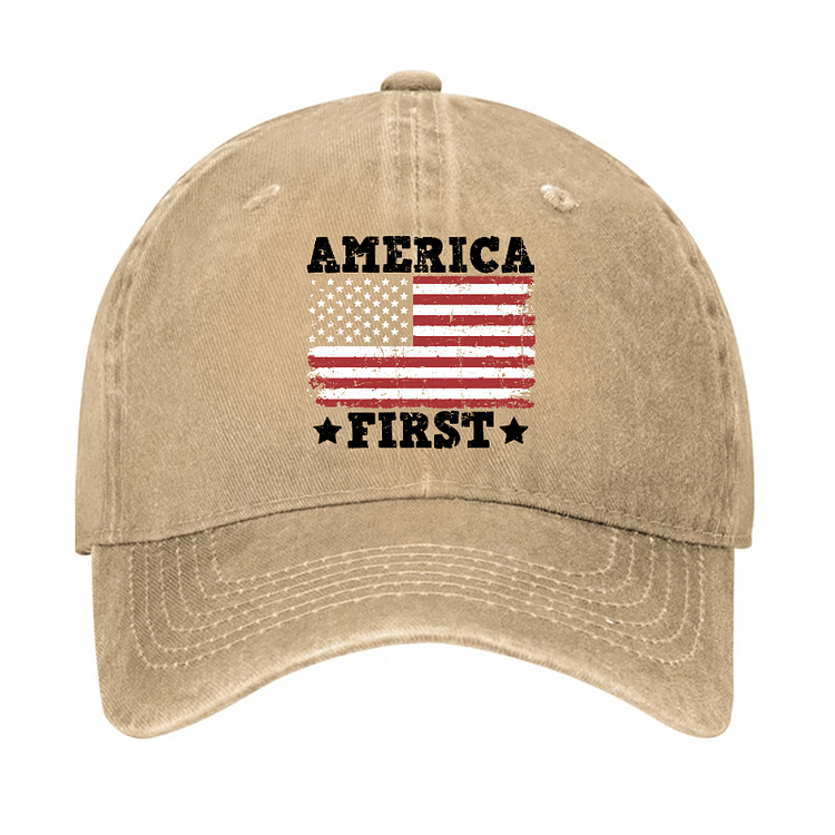 Maturelion America First With USA Flag Print Cap (Free Customization)-Maturelion