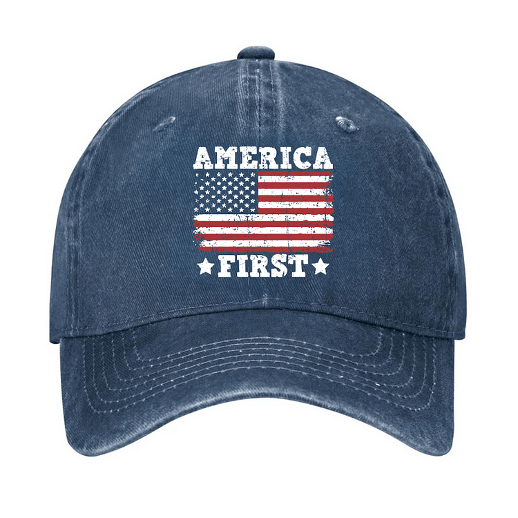 Maturelion America First With USA Flag Print Cap (Free Customization)-Maturelion