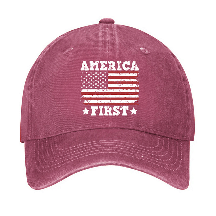 Maturelion America First With USA Flag Print Hat-Maturelion