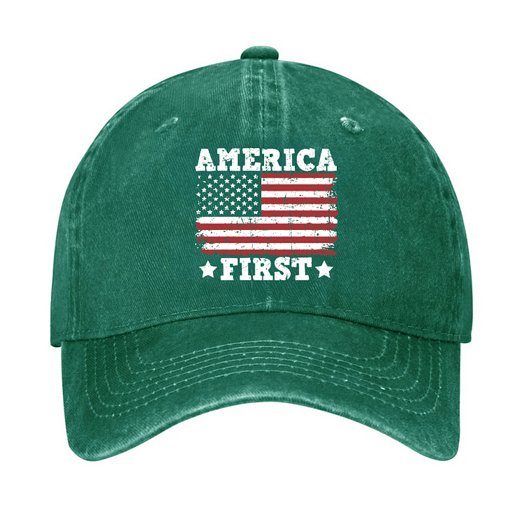 Maturelion America First With USA Flag Print Hat-Maturelion