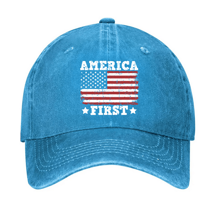 Maturelion America First With USA Flag Print Hat-Maturelion
