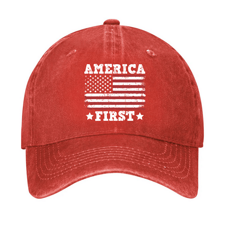 Maturelion America First With USA Flag Print Hat-Maturelion