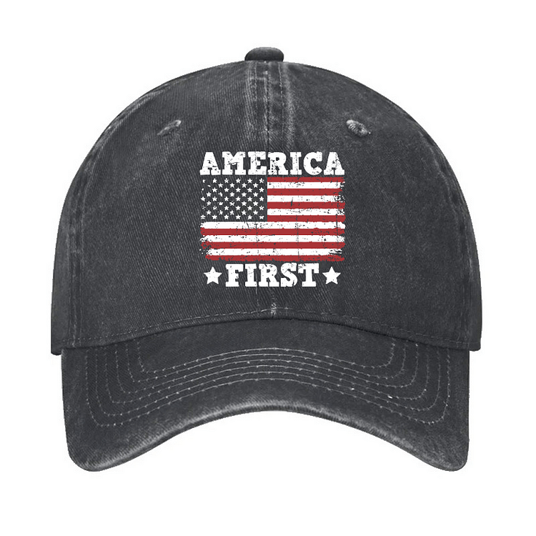 Maturelion America First With USA Flag Print Hat-Maturelion