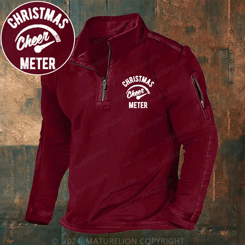 Maturelion Christmas Henley Shirt Cheer Meter Henley Shirt