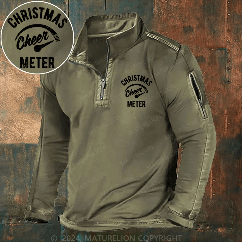 Maturelion Christmas Henley Shirt Cheer Meter Henley Shirt