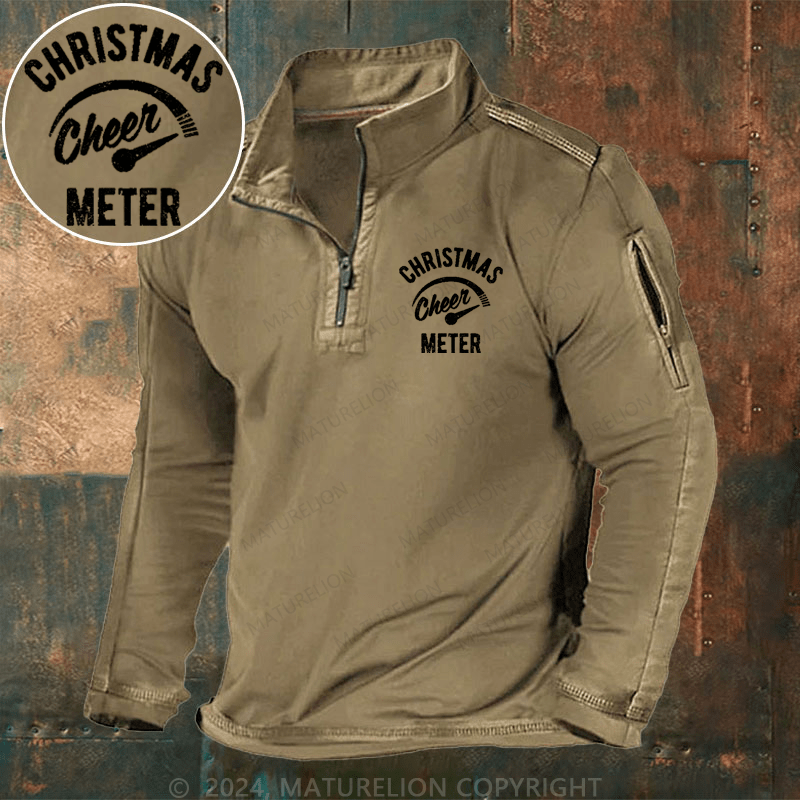 Maturelion Christmas Henley Shirt Cheer Meter Henley Shirt