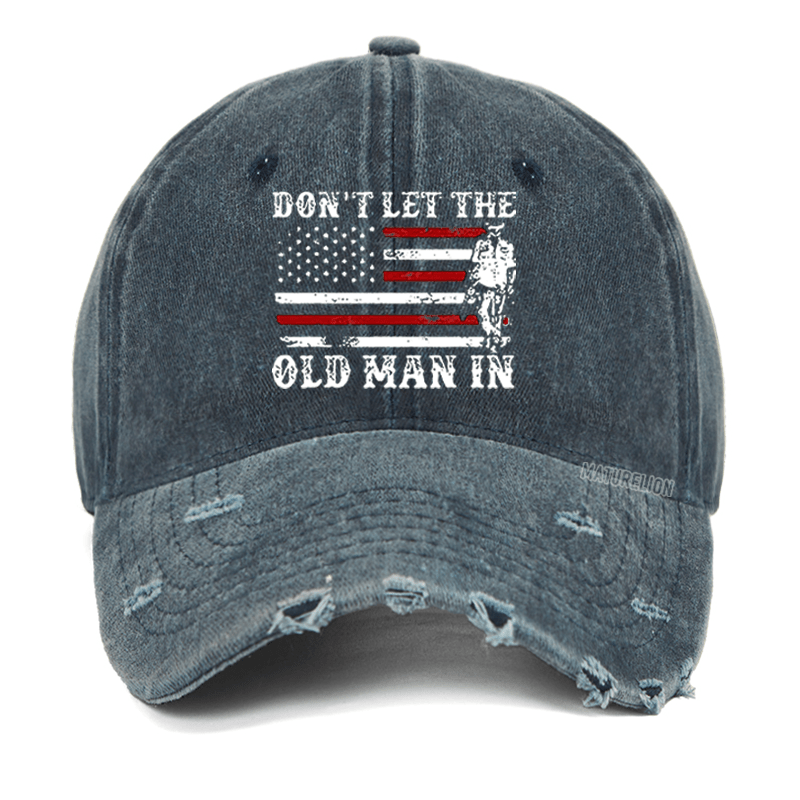 Maturelion Don't Let The Old Man In USA Flag Washed Vintage Cap