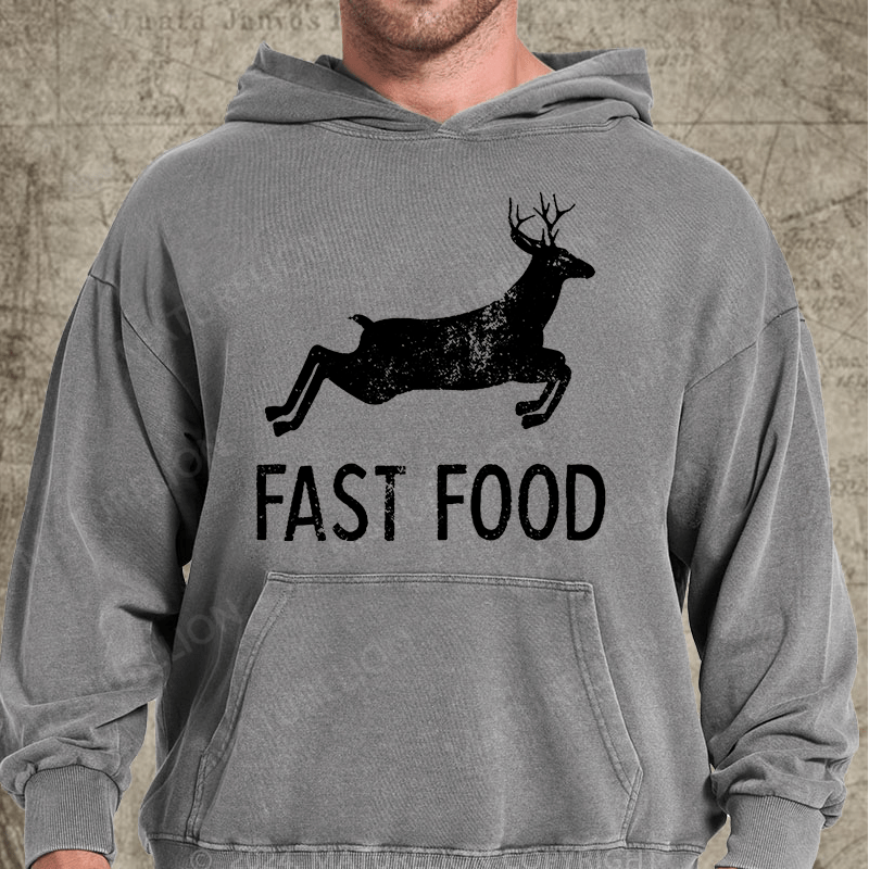 Maturelion Fast Food Funny Men Hunting Vintage Washed Custom Hoodie