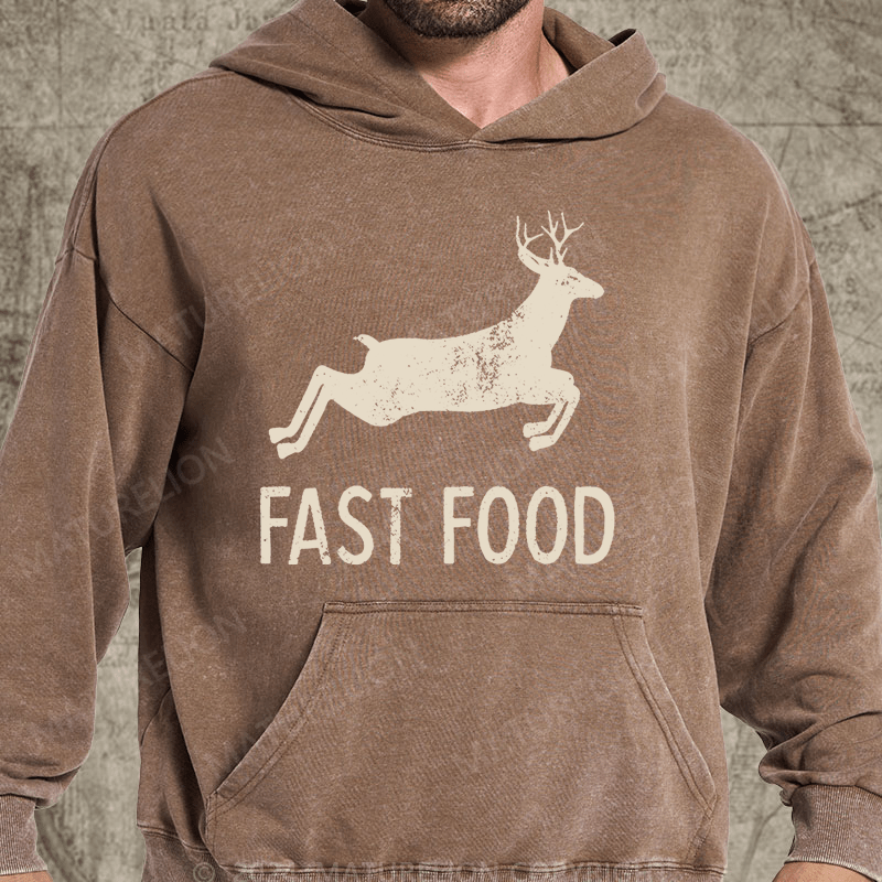 Maturelion Fast Food Funny Men Hunting Vintage Washed Custom Hoodie