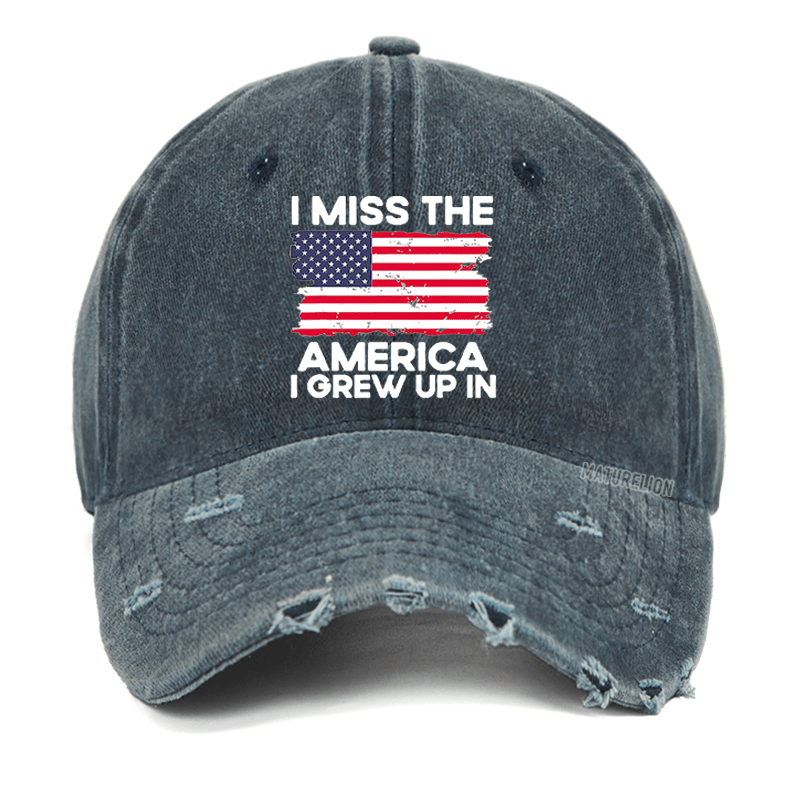 Maturelion I Miss The America I Grew Up In USA Flag Washed Vintage Cap-Maturelion