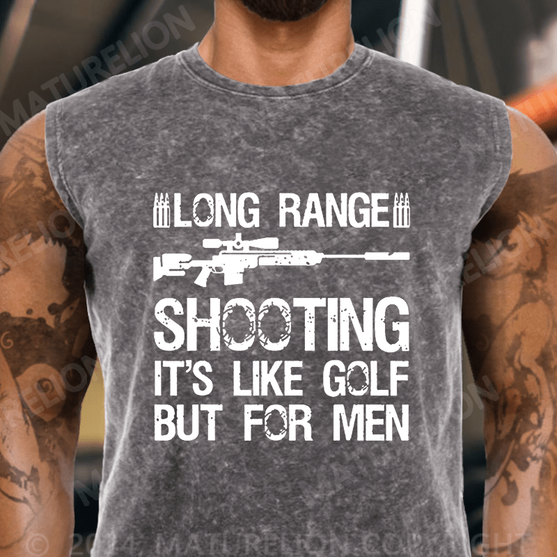 Maturelion Long Range Shooting It's Like Golf But For Men Vintage Washed Tank Top