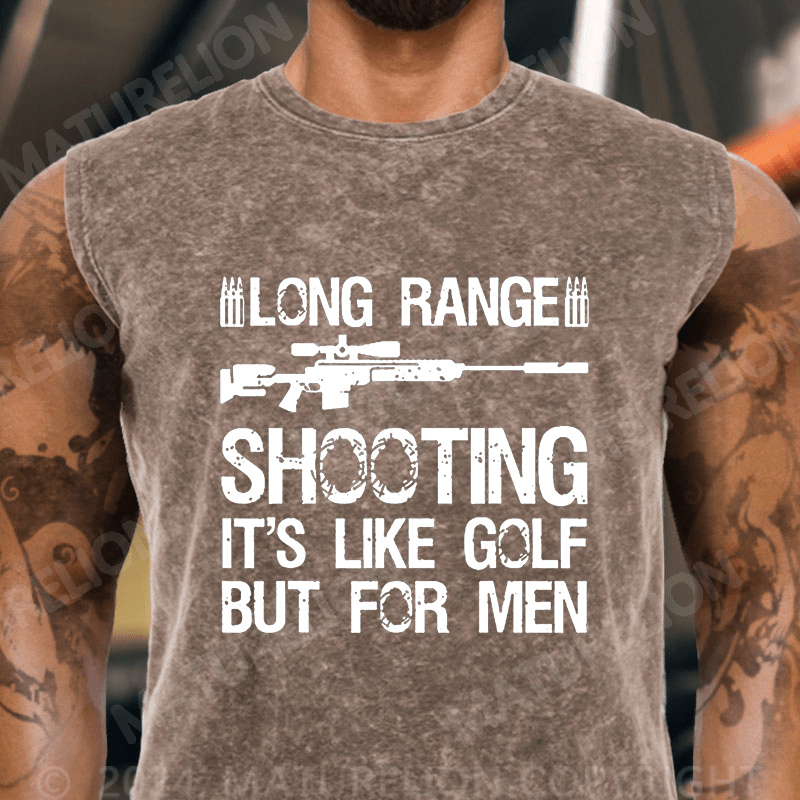 Maturelion Long Range Shooting It's Like Golf But For Men Vintage Washed Tank Top