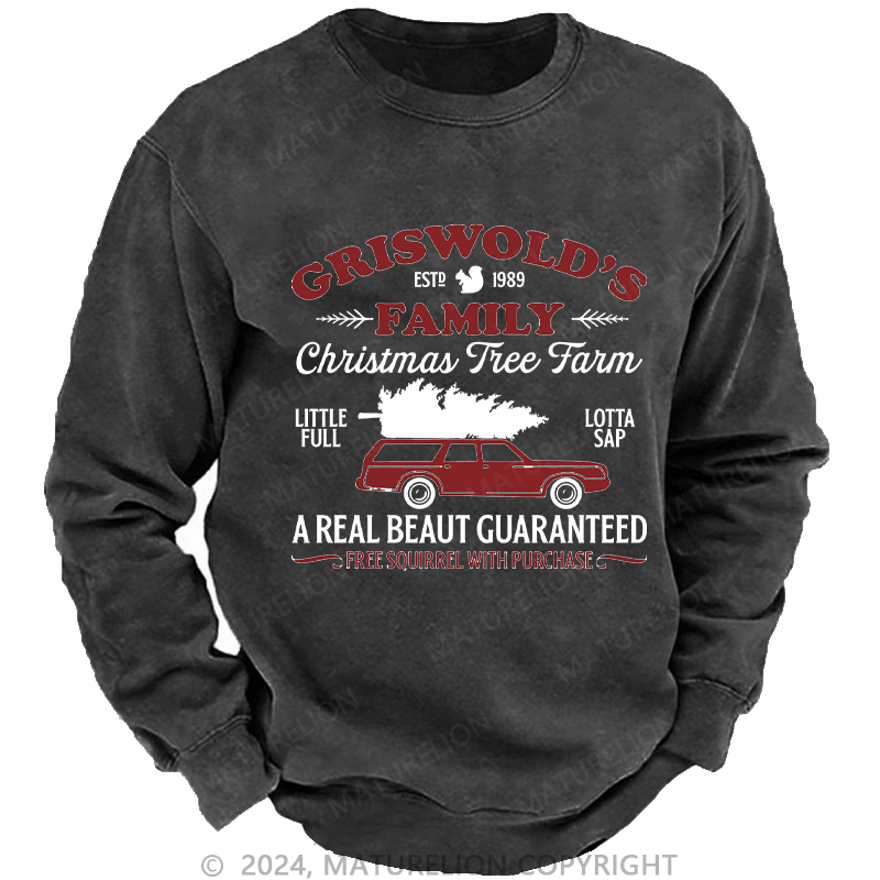 Maturelion Men's Sweatshirt Christmas Classic Vintage Custom Washed Sweatshirt