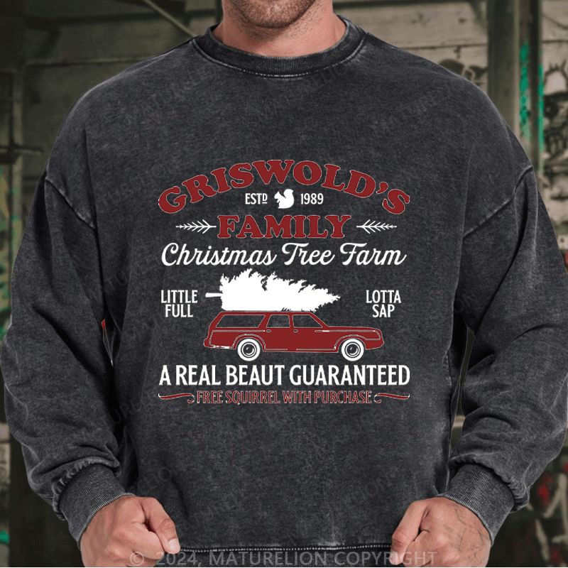 Maturelion Men's Sweatshirt Christmas Classic Vintage Custom Washed Sweatshirt