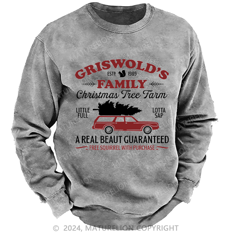 Maturelion Men's Sweatshirt Christmas Classic Vintage Custom Washed Sweatshirt