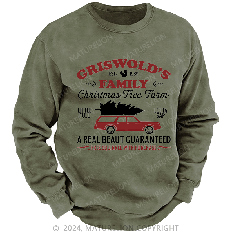 Maturelion Men's Sweatshirt Christmas Classic Vintage Custom Washed Sweatshirt