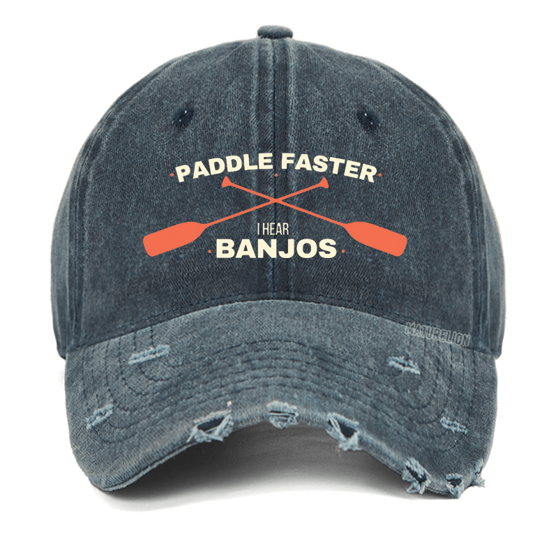 Maturelion Paddle Faster I Hear Banjos Washed Vintage Cap-Maturelion