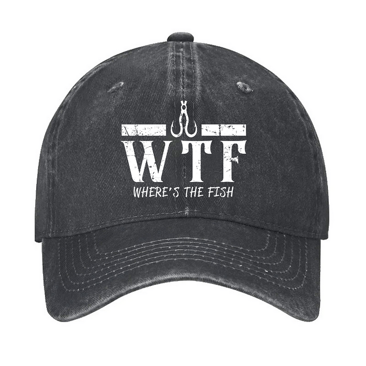 Maturelion WTF Where is the Fish Funny Fishing Quote Cap-Maturelion