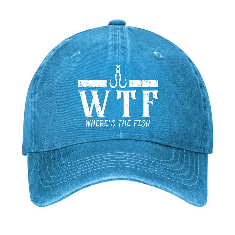 Maturelion WTF Where is the Fish Funny Fishing Quote Cap-Maturelion
