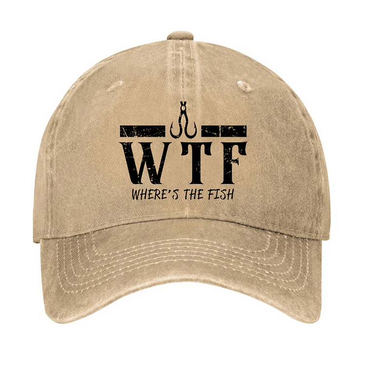 Maturelion WTF Where is the Fish Funny Fishing Quote Cap-Maturelion