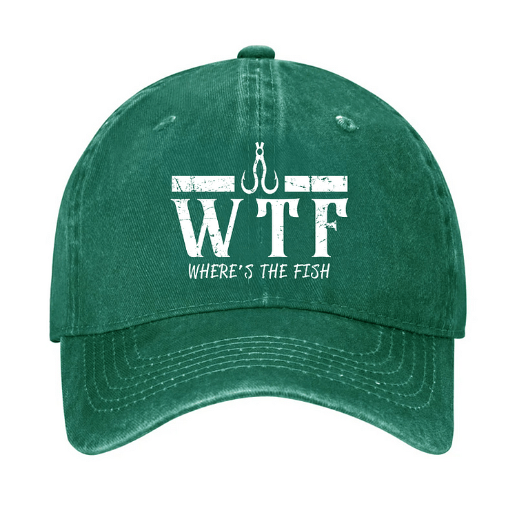Maturelion WTF Where is the Fish Funny Fishing Quote Cap-Maturelion