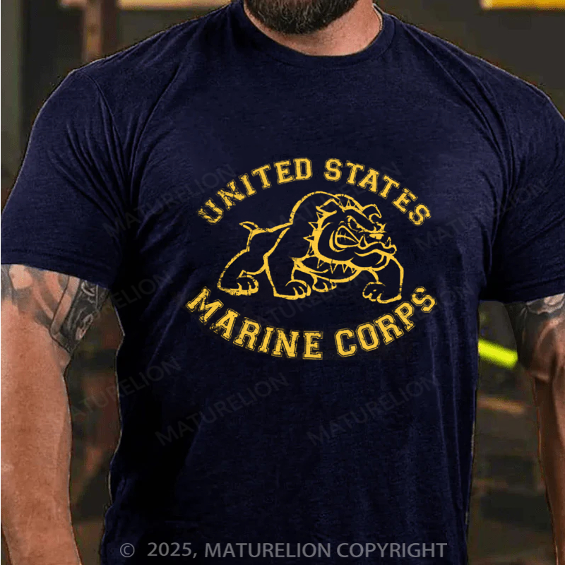 Maturelion Men's T-shirt Red Bulldog Cotton T-shirt