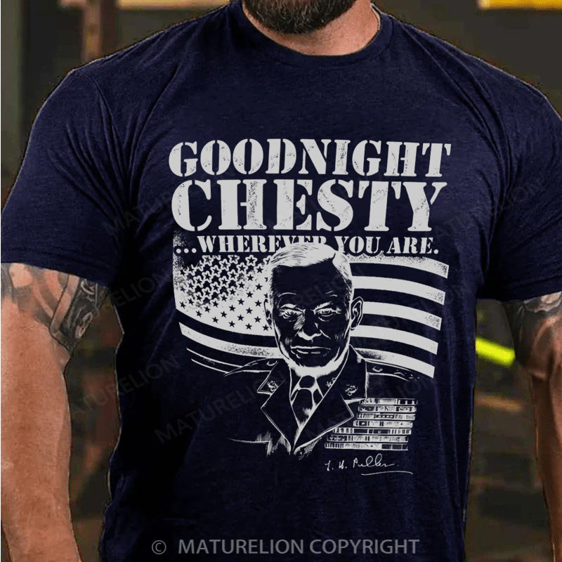 Maturelion Men's T-shirt Goodnight Chesty Cotton T-shirt