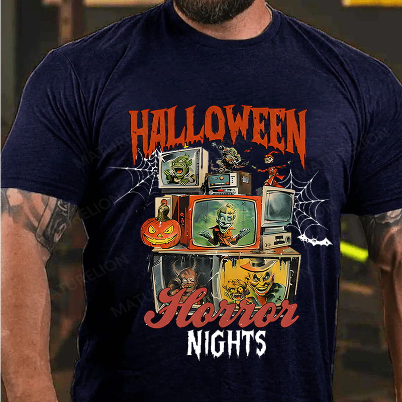 Maturelion Men's T-Shirt Halloween Horror Nights Cotton T-Shirt