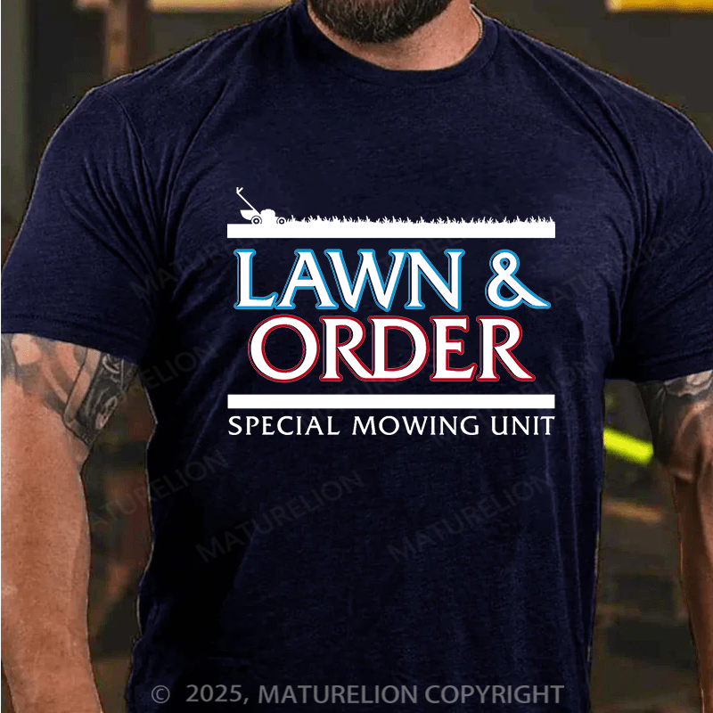 Maturelion Men's T-shirt Lawn & Order Cotton T-shirt