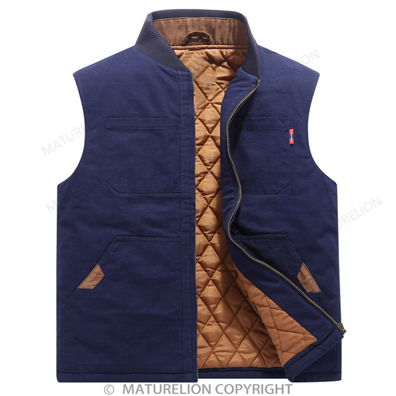 Maturelion Men’s Classic Khaki Thick Cotton Padded Vest