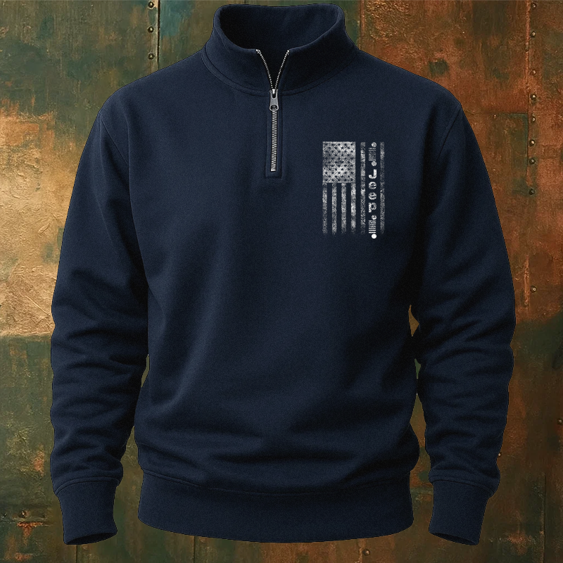 Maturelion Men's Sweatshirt American Jeep Half Zip Fleece Sweatshirt