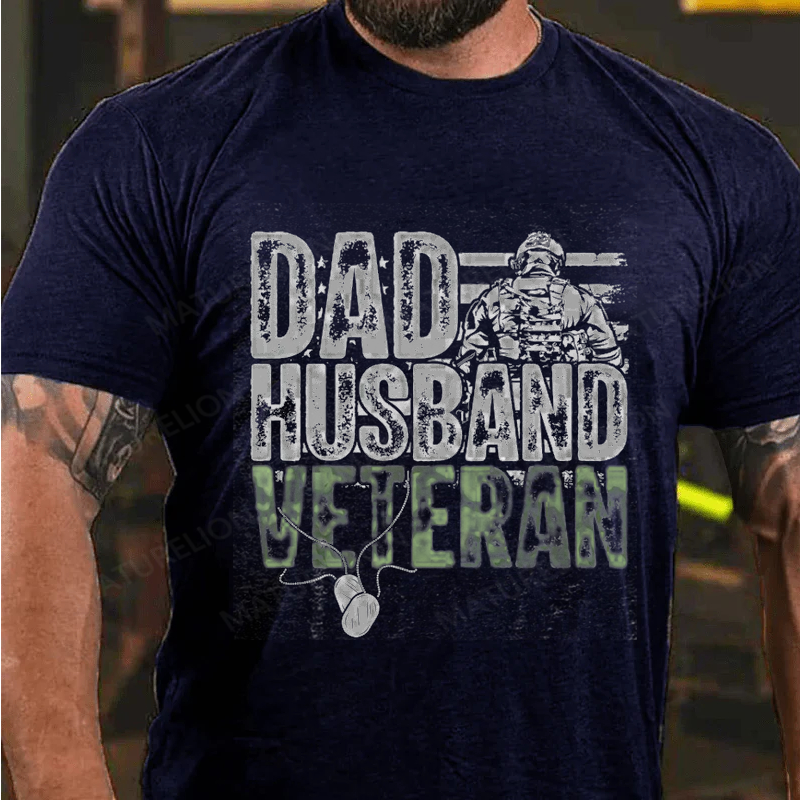 Maturelion Men's T-Shirt Dad Husband Veteran Cotton T-Shirt